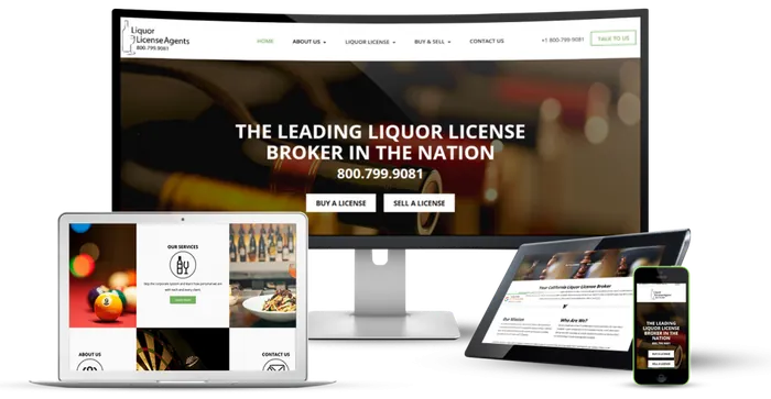 The Liquor License Agents website on a desktop, laptop, tablet and phone
