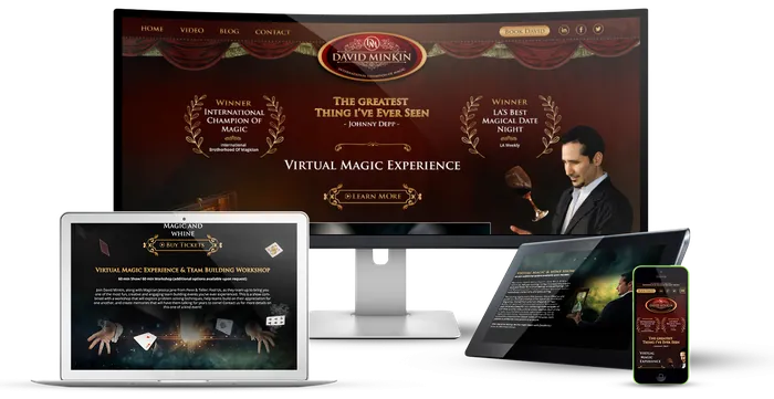 The David Minkin website on a desktop, laptop, tablet and phone