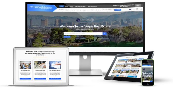 The Las Vegas Real Estate website on a desktop, laptop, tablet and phone